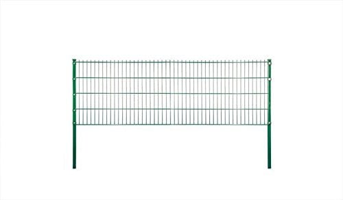 Metall-Zaun/Doppelstab-Mattenzaun Komplettpaket/verzinkter Stahl/grüne Pulverbeschichtung (RAL 6005) Höhe: 80 cm / 35 m Länge/Drahtstärke 6-5-6 mm/inkl. Zaun-Pfosten und Montagematerial