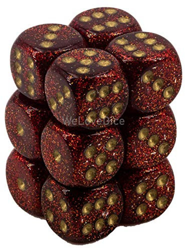 Chessex Glitter Ruby/Gold W6 16mm Set