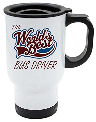 The Worlds Best Bus Driver Thermal Eco Travel Mug - White Stainless Steel - Reusable Coffee Cup