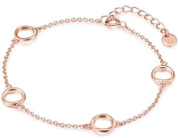 GLANZSTÜCKE MÜNCHEN Damen-Armband Kreise Sterling Silber rosévergoldet 17 + 3 - Silberarmkettchen Kreis Freundschaftsarmbänder Armkettchen