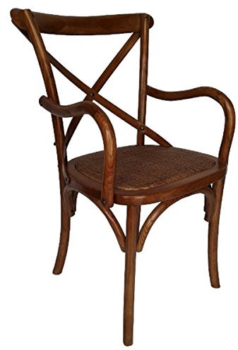Casa Padrino Landhausstil Esszimmerstuhl mit Armlehnen Dunkelbraun 48 x 43 x H. 89 cm - Esszimmermöbel im Landhausstil