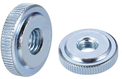 sourcing map Runde Gerändelte Rändel Muttern Anschluss Sperren Einstell Muttern, M10 Innengewinde, Dünne Ausführung, Blau Verzinkt, Packung mit 5