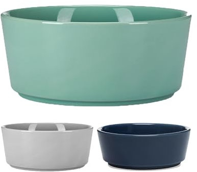 Waggo Simple Solid Ceramic Dog Bowl for Small, Medium, Large Breed, Microwave and Dishwasher Safe Dog Bowl, Dog and Cat Water and Food Bowl, Heavyweight and Durable (Large, Mint)