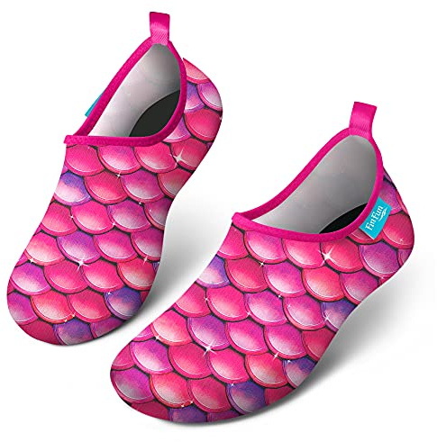 Fin Fun Badeschuhe für Kinder & Erwachsene - Rutschfeste Wasserschuhe | Leichte Schwimmschuhe aus Synthetik - Meerjungfrauen Design - Aquaschuhe für Strand & Pool - Bequeme Medium Passform
