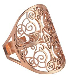 LIKGREAT Blume des Lebens Ring verstellbare filigrane Blume Ringband für Frauen große hohle Fingerringe Cosplay Party Schmuck (verstellbarer, 307, Roségold-Ton)
