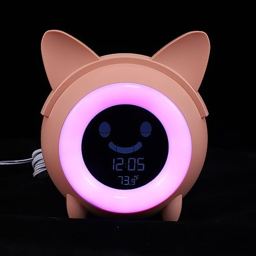 Uonlytech Digitaler Kinderwecker mit Nachtlicht, Rosa Kunststoff für Kinder