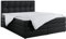 MKS MEBLE King Boxspringbett 140x200, Polsterbett 140x200 mit Bettkasten, Bett 140x200 mit Multipocket-Matratze H4, Boxspringbett 140x200 mit Kopfteil und Topper - H4 Schwarz Kunstleder - Alvin