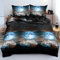 Gezu Bettwäsche 135x200cm Schwan Mond Sterne Himmel Schwarz Blau Weiß Wende Bettwäsche Set 3D Effekt Druck Microfaser Bettbezug und Kissenbezug 80x80cm mit Reißverschluss