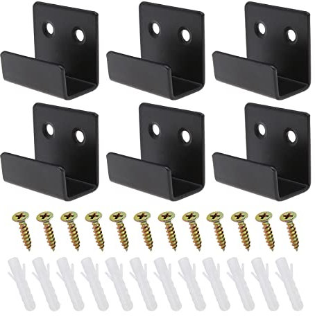 eMagTech 20PCS Ceramic Tile Display Bracket Stainless Steel Wall Mount Heavy Duty Hook Board Holder for Hanging Picture Mirror 20mm Groove Inner Width Black