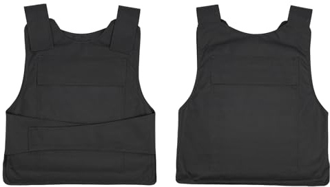 FUROMG 50 * 58cm Polizei Stichschutzweste Safety Schlagschutzweste Weste Schussweste Security Schutzweste Klettverschluss 0.3㎡ Schwarz