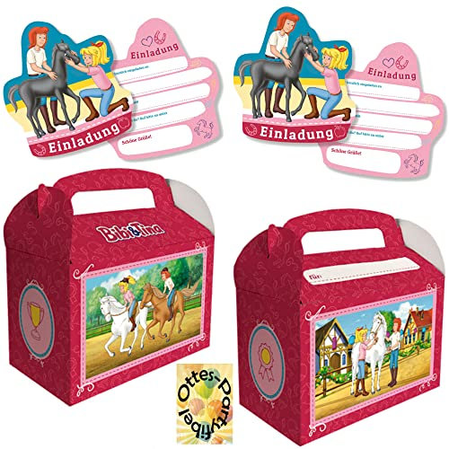 HHO Bibi Und Tina Pferde-Hof-Party-Set Erweiterung 1 6 Einladungen + 6 Geschenkboxen