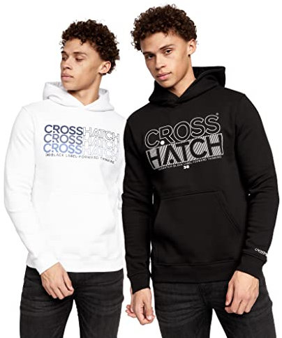 Crosshatch - Mens 'ENGLOW' Everyday Essential Multipacks - 2 Pack Hoodies (XL, Black/White)