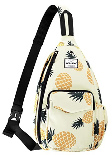 HAWEE Seil-Schultertasche für Damen und Herren, lässiger Cross-Body-Tagesrucksack, Rucksack, verstellbarer Riemen, wasserabweisend für Reisen/Sport, Ananas, One_Size, Sling-Rucksäcke