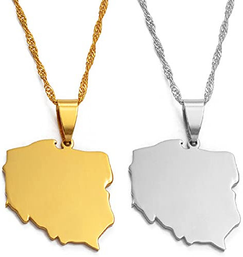 YZyizhen Halskette Mit Anhänger Mit Polska-Karte – Polen, Länderumriss, Ethnischer Stil, Hip-Hop-Charme, Dünne Kette, Patriotischer, Zierlicher Schmuck, Damen, Herren, Mädchen, Unisex-Geschenke, 2 St
