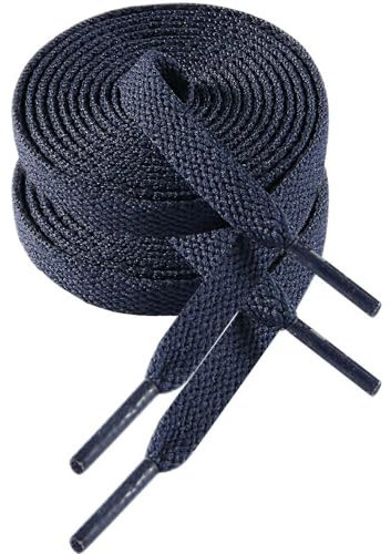 VSUDO 120 cm Lacets Plats Bleu Marine de Baskets, 8mm Large Lacet Casual Chaussures, Navy Blue Sneaker Shoelace, Lacet Bleu Marine Sport de Remplacement pour Femme ou Homme (2 Paire-Bleu Marine-120cm)