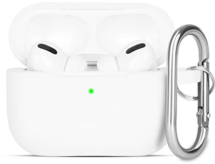 KOKOKA Custodia in Silicone Compatibile con AirPods Pro 2, Case Cover Protettiva in Premium Silicone per Airpods Pro 2 (2022 Released) Custodia con Moschettone, LED Frontale Visibile, Bianco