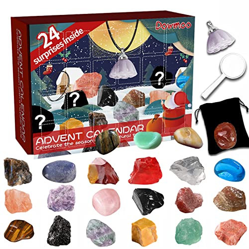 2023 Kristall Adventskalender für Kinder. 24 Tage Adventskalender Countdown. Natürliche Mineralien und Edelsteine, das Perfekte Geschenk für Jungen und Mädchen