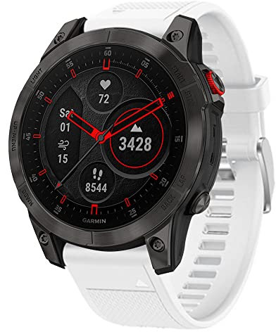 Strap-it Silikonarmband - kompatibel mit - Epix Gen 2 (47mm) Armband - Weiß - Fenix 5/6/7/8 (47mm) - Fenix E - Forerunner 745