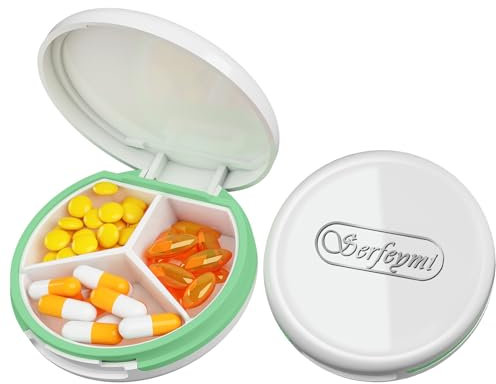 Serfeymi Tablettenbox 3 Fächer Pillendose Wasserdichte Medikamentenbox Pillenbox für Reise & täglichen Fächern für Medikamente,Vitamine, Fischöl,Nahrungsergänzungsmittel