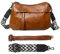 ehsbuy Tasche mit Breitem Schultergurt Leder Umhängetasche Damen Kleine Bauchtasche Damen Stylisch Cross-Body Bags Multi Pochette Moderne Taschen mit 2 Austauschbarem Gurt