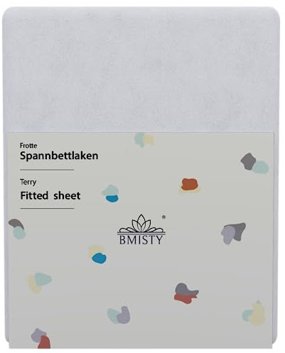 BMISTY Spannbettlaken FROTTE - Bettlaken mit Gummiband - Spannbetttücher für Schlafzimmer - Bettlaken Oeko-TEX Zertifizierung - Baumwolle Spannbettlaken 140x200 cm - Weiß