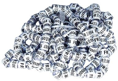 Colcolo 100 Stück 2024 Taubenring Aluminium Taubenbeinringe Vögel Fußring Zubehör Kleine Größe Wiederverwendbare robuste Identifikationsringe Trainingsring, Weiß