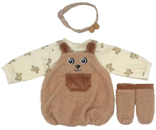 ZWOOS Puppenkleidung für Babypuppen 50-55 cm, süßes Baumwolle Outfit kompatibel mit Baby Puppen, Geschenke für Mädchen, Kinder(Glücklicher Bär)