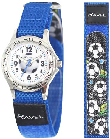 Ravel - Reloj Fútbol Azul para Niños con Correa de Cierre Fácil - Cuarzo Analógico - R1507.62