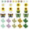Boutigem 72 perline in silicone primaverili a forma di farfalla, margherita, girasole, cactus, perline rotonde da 12 mm, perline in silicone, perline in gomma, per braccialetti fai da te e portachiavi