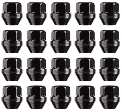 RYBO Set of 20 Alloy Wheel Nuts Open Ended, Compatible With Ford, M12 x 1.5 (Black)