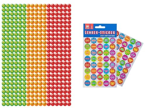 1184 Aufkleber LEHRER STICKER Sprüche + Ampelmann selbstklebend Belohnungsaufkleber Motivation (80 Lehrer-Sticker + 1104 Ampelsticker grün, orange, rot)