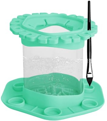 Adorila Paint Brush Cleaner Rinse Cup, Silicone Paint Brush Holder and Brush Cleaner, Paint Brush Cleaner Tool for Acrylic, Watercolor, Water-based Paints (Green)