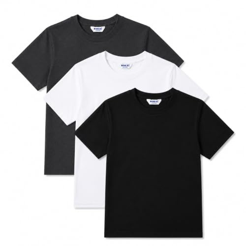 Kinder Unisex Teenager Jungen Mädchen Tshirt 3er Pack T-Shirt-Oberteile Multi-Packs Kurzarm, Rundhalsausschnitt.