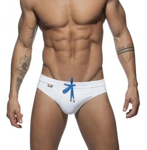 FULUJIDI Badehose Boardshorts Schwimmhose Männer Swim Slips Bikini Bademode Sexy Beutel Badeanzug Surfbrett Shorts Strand Trunk Schnell Trocken Taschen Badeanzug Strand Kleidung XXL Weiß