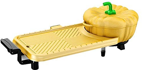 HOABBR Griglia per Barbecue Griglia elettrica da Tavolo Teppanyaki, Piastra per Barbecue, Piastra riscaldante Antiaderente, teglia elettrica Multifunzione con pentola Calda