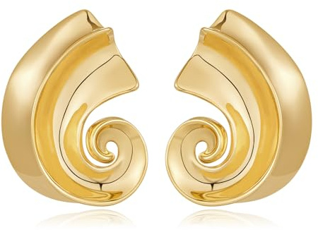 ENSKEFEN Muschel Klobige Gold Ohrringe für Damen Trendige Ozean Spiral Horn Ohrstecker Boho Gold Statement Vintage Sommer Strand Ohrringe Modeschmuck Geschenke