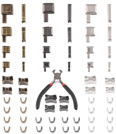 60 Pcs Zipper Repair Kit, Metal Zipper Head Sliders Retainer with 1Pcs Install Pliers Tool for Sewing Clothing Crafts