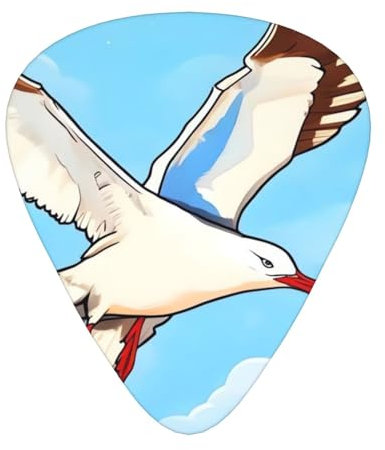 Flying Seagulls Gitarrenplektren mit Aufbewahrungskoffer, 0,46/0,71/0,96 mm, inkl. dünnen, mitteldicken Gitarrenplektren für E-Gitarren, Bass, Ukulele, 12 Stück