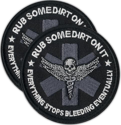 Rub Some Dirt On It Patch (2-Pack) | Funny Medic EMT Morale Patches for Backpacks, EMS Paramedic Military Patch for IFAK, Plate Carrier, Vest, Backpack, etc.