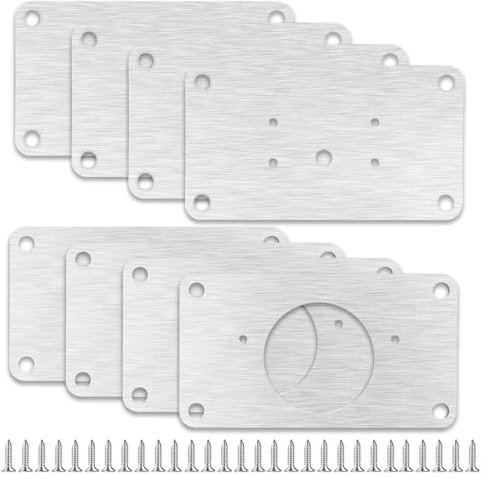 Hinge Repair Plate, 8 Pcs Kitchen Door Cupboard Cabinet Hinge Repair Plate Wardrobe Stainless Steel Hinges Plates for Kitchen Furniture