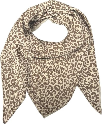 stylx XXL Tuch 23 Farben Farbwahl Halstuch Musselintuch Musselin Damen Damenhalstuch Dreieckstuch Schal Herren Männer Frauen Herrenhalstuch Dreieckig leicht (einlagig) (Leo taupe)
