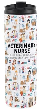Vet Nurse Travel Mug - Novelty Veterinary Animal Gift - Reusable Stainless Steel Vacuum-Sealed Double-Walled Hot/Cold Drinks Travel Flask 500ml (16 fl oz)