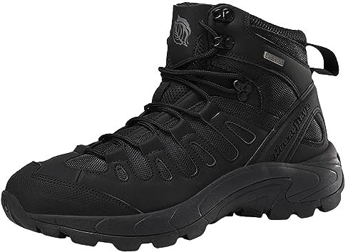 Stivali Uomo Invernali Stivali Alti Italiani Fatti a Mano da Uomo Scarpe da Esterno Scarpe Casual Traspiranti Antiscivolo a Piedi per Passeggiate Escursionismo Guida Anfibi Uomo (44, Nero)