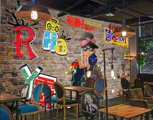 vjdlflihlh Papier Peint Mural Photo 3D Street Art Graffiti Hip Hop Brique Mur Mural Fond Mur-430Cmx300Cm