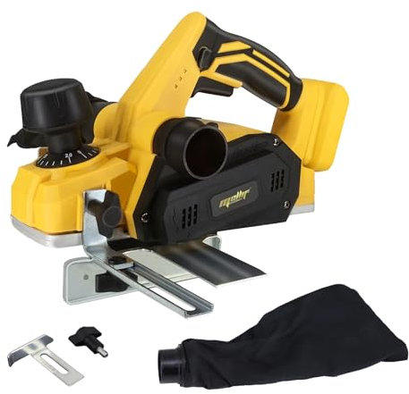 Fordwalt Cordless Planer,Compatible with Dewalt18V Battery- 16000Rpm Brushless Power Planer with Dust Bag,Handheld Planer for Wood Polish, Aluminium Soleplate with V-Groove(Bare Tool)