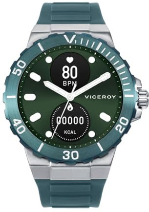 Viceroy Reloj Smart Pro para Hombre con Caja de Acero IP Verde y Correa de Silicona, Estilo Deportivo, Ref. 41163-60