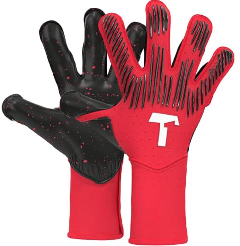 T1TAN Rebel 2.0 Solar Red (FP) - Torwarthandschuhe Herren - Profi Fussballhandschuhe Erwachsene & Jugendliche - Die Handschuhe für Fußball und jeden Torwart - Mit Fingerschutz - Größe 8
