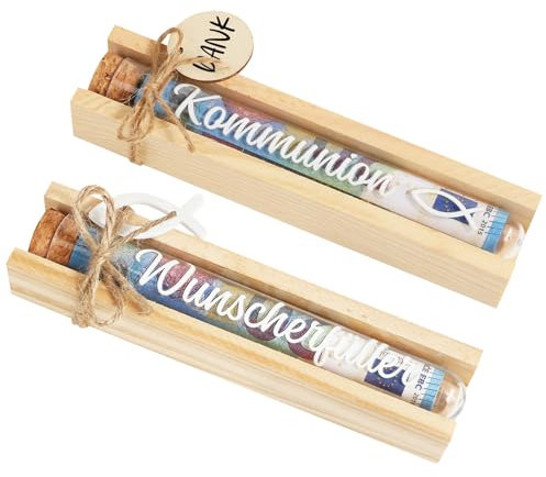 BOFUNX 2 Stück Wunscherfüller & Kommunion Geldgeschenk Verpackung Holz Geldgeschenk Gutschein Verpackung für Geburtstag Kommunion Jungen Mädchen