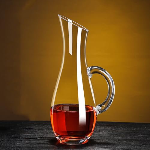 Lvpradior Décanteur de vin rouge, aérateur de carafe en verre, carafe à vin cristal 100 % sans plomb, aérateur de vin unique et accessoire pour les amateurs de vin (1 l)