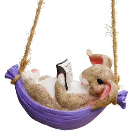 FewNvWa Statue de Résine Des Animaux de Jardin, Pièce Décorative pour Patio et Arrière-cour, Lapin